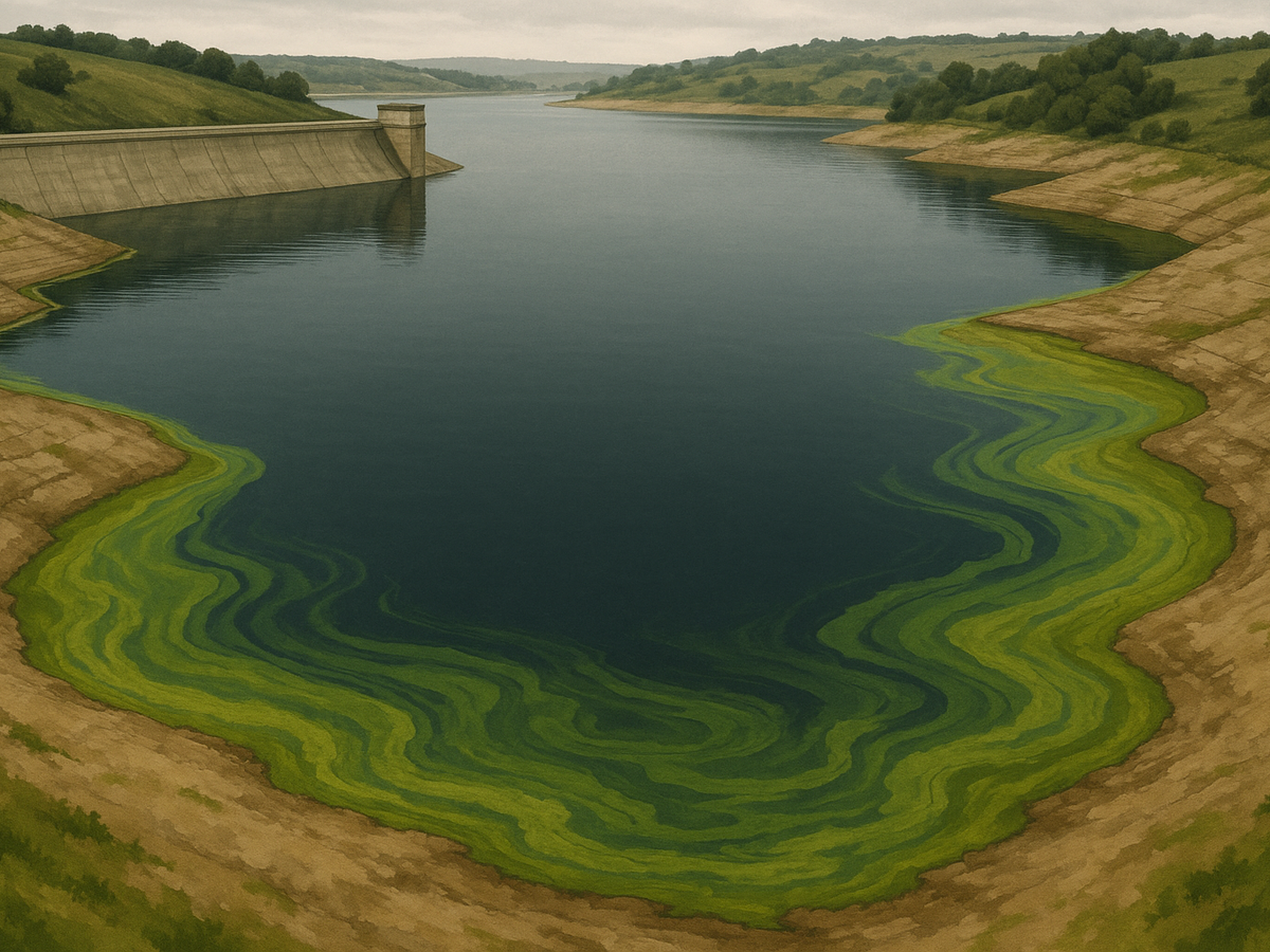 Ilustracja sekcji 2 pokazuje Dam reservoir with shallow banks i najwazniejsze zaleznosci tematu.