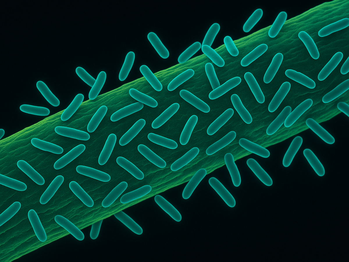 Ilustracja sekcji 1 pokazuje Microscopic visualization of pseudomonas bacteria i najwazniejsze zaleznosci tematu.