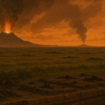Ilustracja hero przedstawia A dramatic prehistoric landscape in w minimalistycznej, klarownej formie redakcyjnej.
