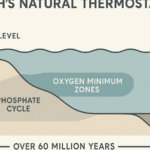 Ilustracja hero przedstawia Infographic Earth's natural thermostat—sea level w minimalistycznej, klarownej formie redakcyjnej.