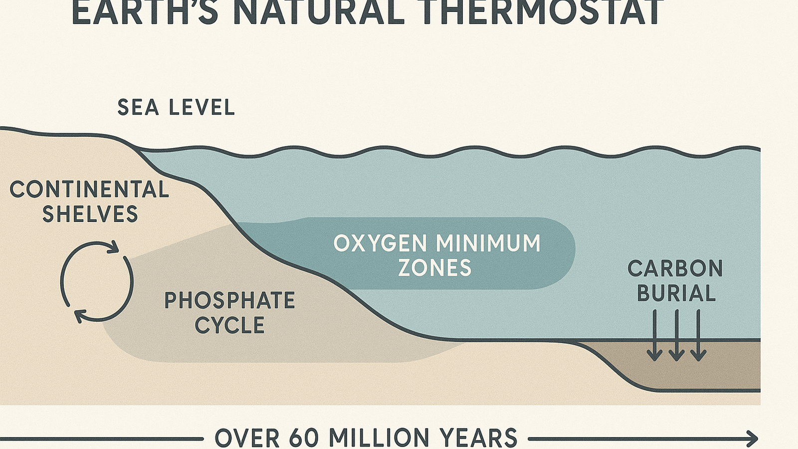 Ilustracja hero przedstawia Infographic Earth's natural thermostat—sea level w minimalistycznej, klarownej formie redakcyjnej.