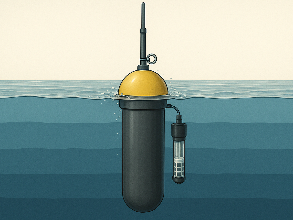 Ilustracja sekcji 1 pokazuje Close-up of an oceanographic Argo i najwazniejsze zaleznosci tematu.