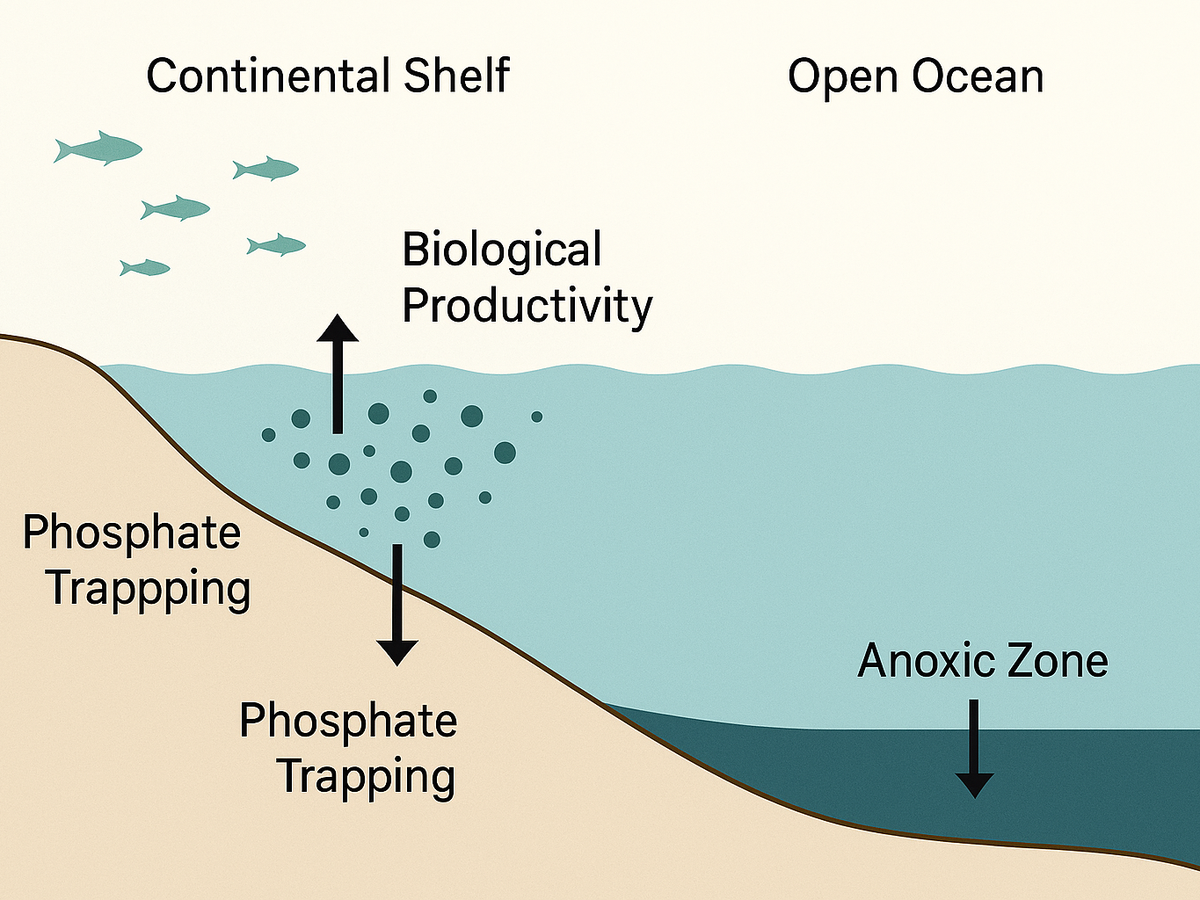 Ilustracja sekcji 2 pokazuje Cross-sectional diagram of continental shelf i najwazniejsze zaleznosci tematu.
