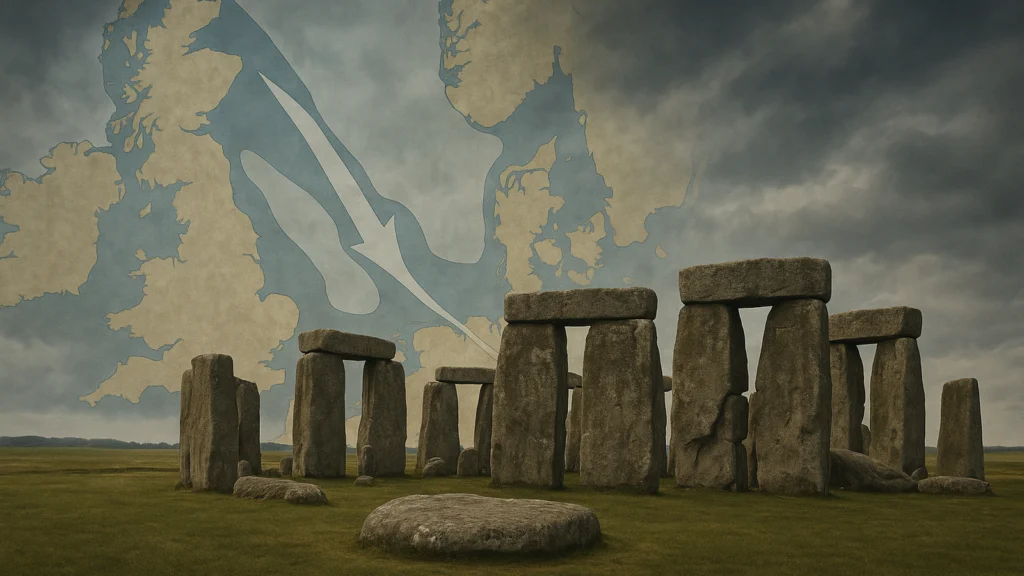 Ilustracja hero przedstawia Wide view of Stonehenge with w minimalistycznej, klarownej formie redakcyjnej.
