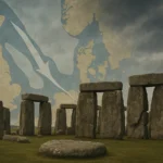 Ilustracja hero przedstawia Wide view of Stonehenge with w minimalistycznej, klarownej formie redakcyjnej.
