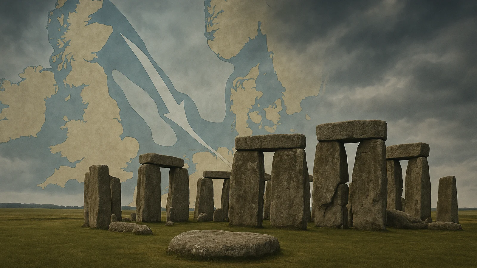 Ilustracja hero przedstawia Wide view of Stonehenge with w minimalistycznej, klarownej formie redakcyjnej.