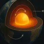 Ilustracja hero przedstawia Cross-sectional scientific illustration of Earth w minimalistycznej, klarownej formie redakcyjnej.
