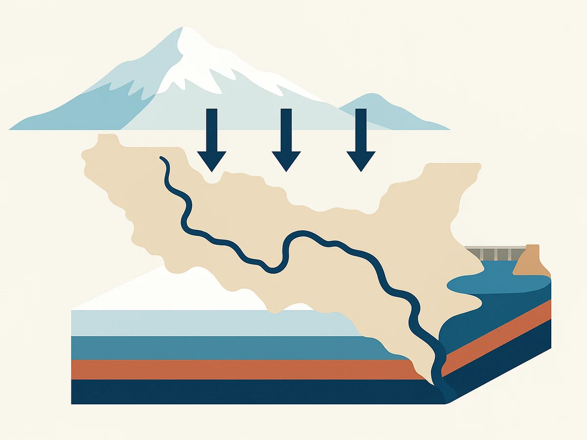 Ilustracja sekcji 2 pokazuje Infographic-style visualization of Colorado River i najwazniejsze zaleznosci tematu.