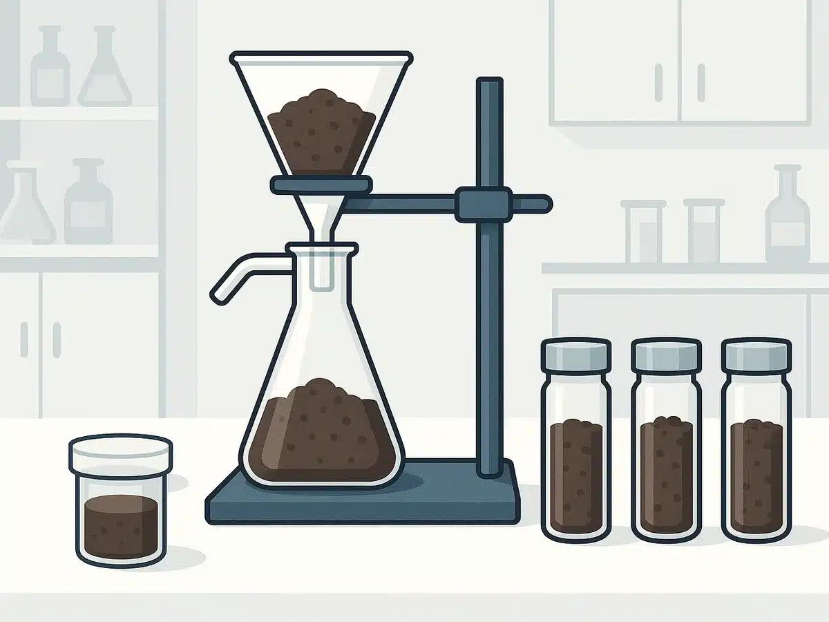 Ilustracja sekcji 2 pokazuje Laboratory bench with filtration apparatus i najwazniejsze zaleznosci tematu.