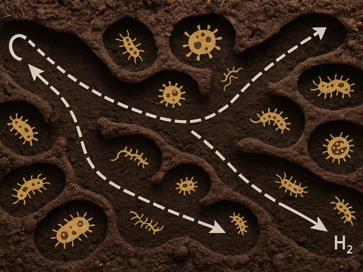Ilustracja sekcji 1 pokazuje Scientific close-up of soil with i najwazniejsze zaleznosci tematu.