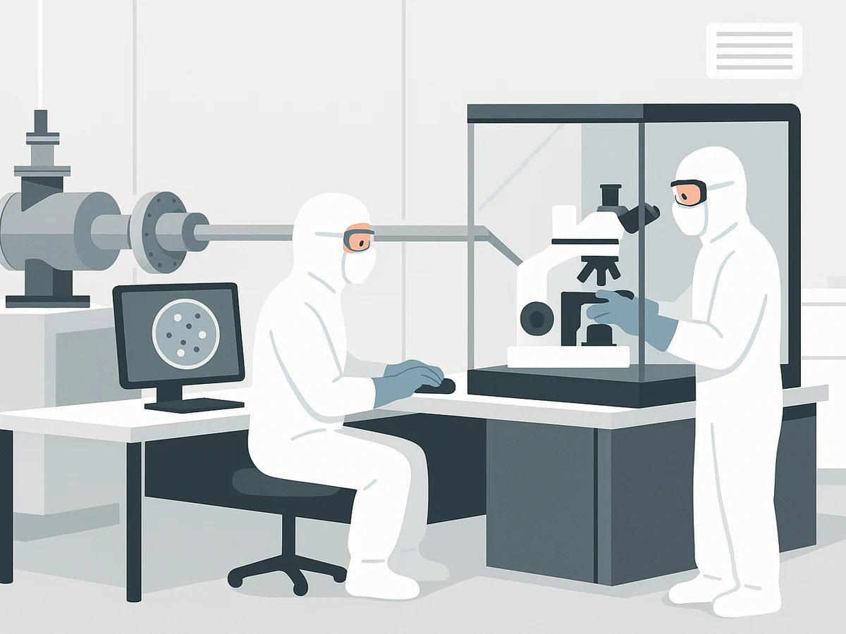 Ilustracja sekcji 1 pokazuje Scientists operating a synchrotron beamline i najwazniejsze zaleznosci tematu.