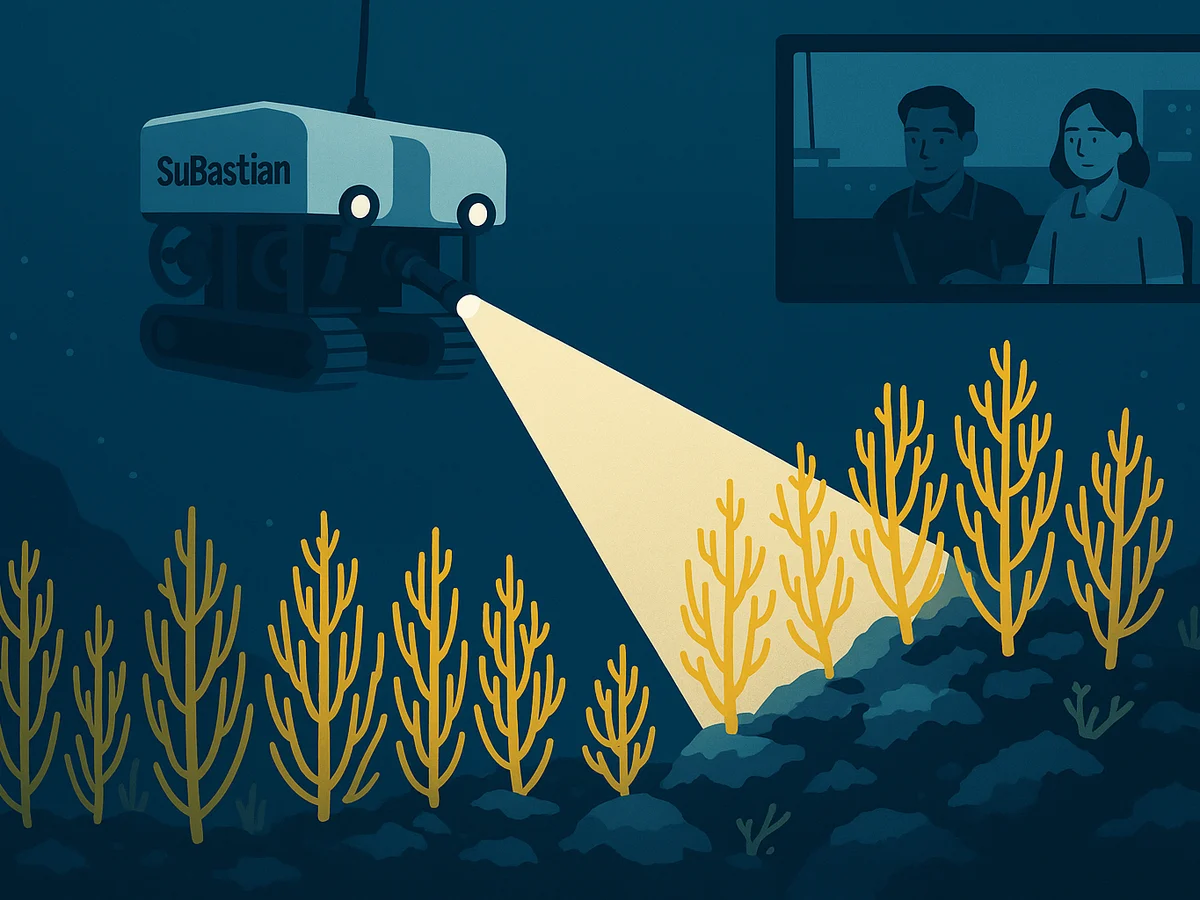 Ilustracja sekcji 2 pokazuje ROV SuBastian beam illuminating a i najwazniejsze zaleznosci tematu.