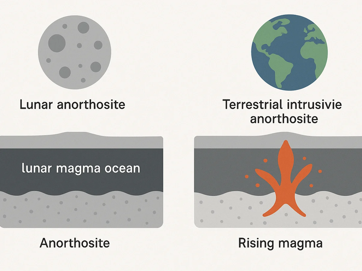 Ilustracja sekcji 2 pokazuje Comparison diagram showing lunar anorthosite i najwazniejsze zaleznosci tematu.